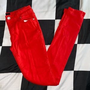 Red orange skinny jeans